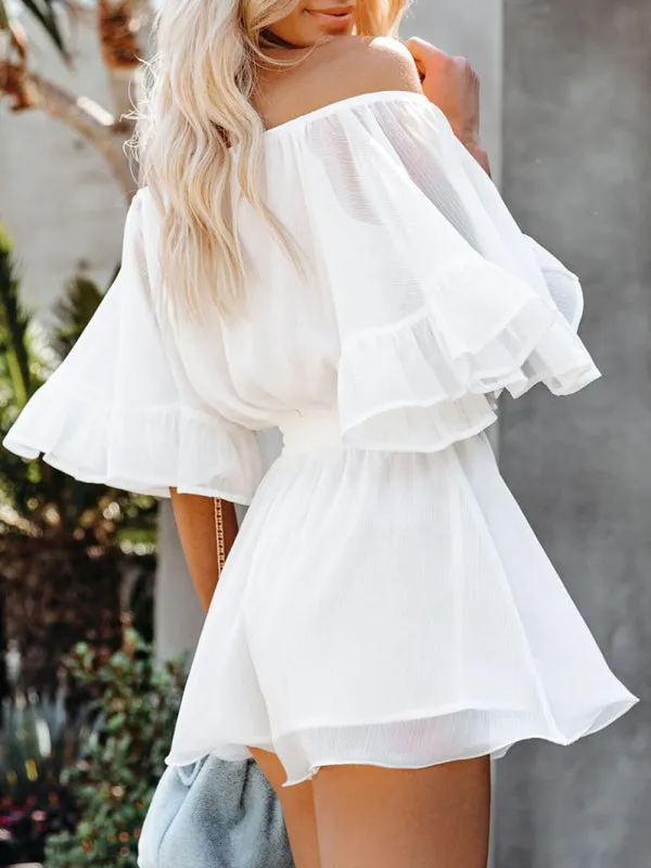 Women's Off The Shoulder Chiffon Flowy Playsuit