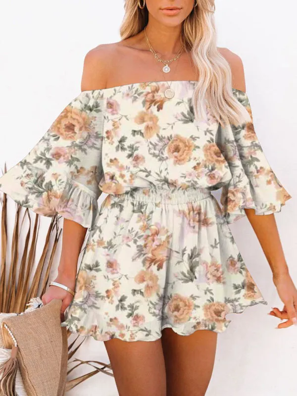 Women's Off The Shoulder Chiffon Flowy Playsuit