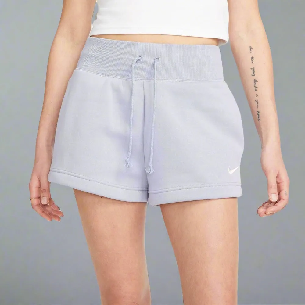 Womens Sportswear Phoenix Fleece High-Waisted Shorts - Indigo Haze