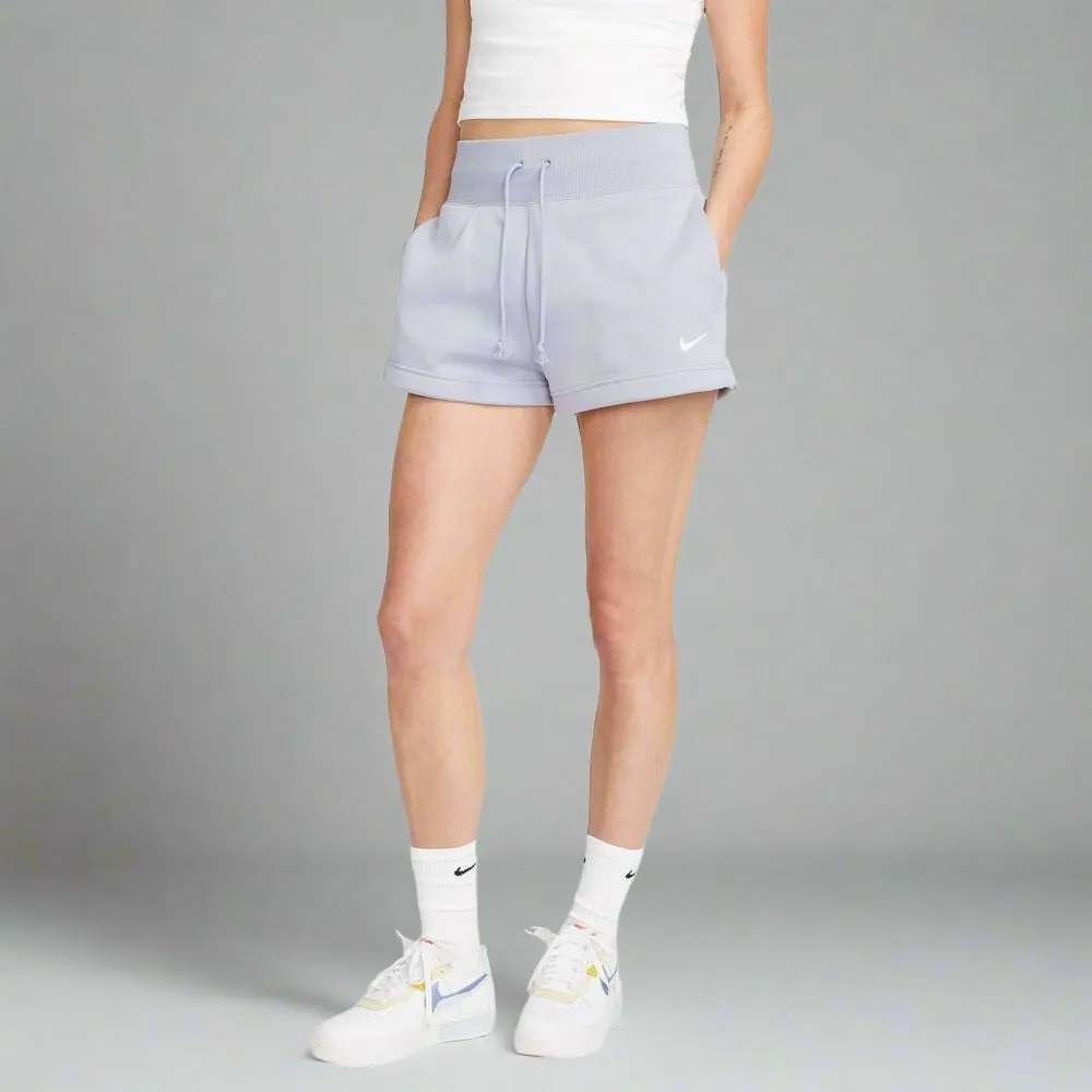 Womens Sportswear Phoenix Fleece High-Waisted Shorts - Indigo Haze