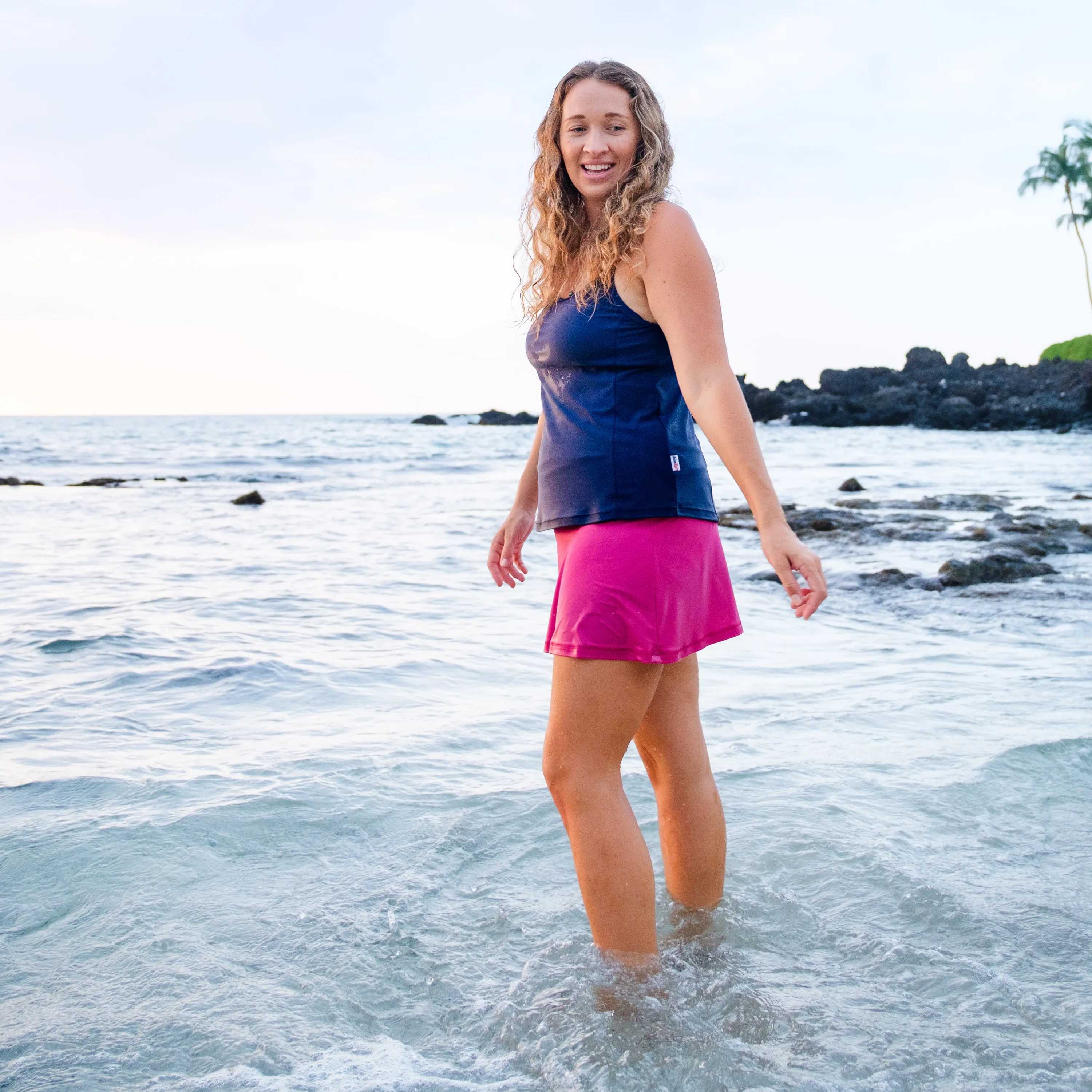 Women’s Strappy A-Line Tankini Top | “Navy”